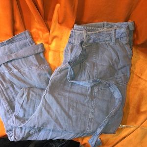 Free People tie waist, cargo pant style, wide leg trousers.